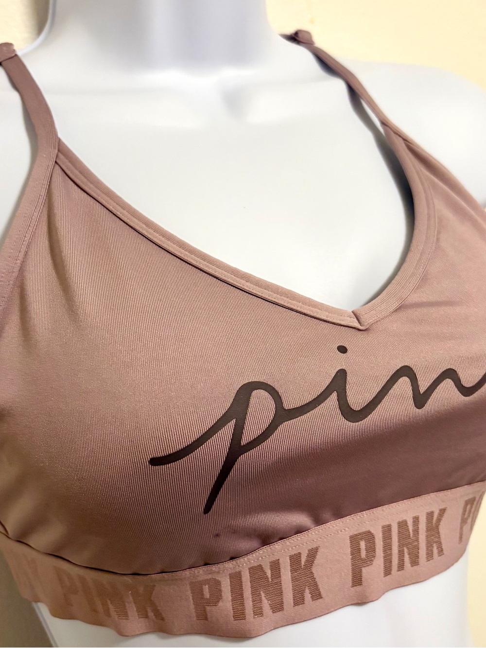 PINK Victoria's Secret Dusty Mauve Logo Bralette